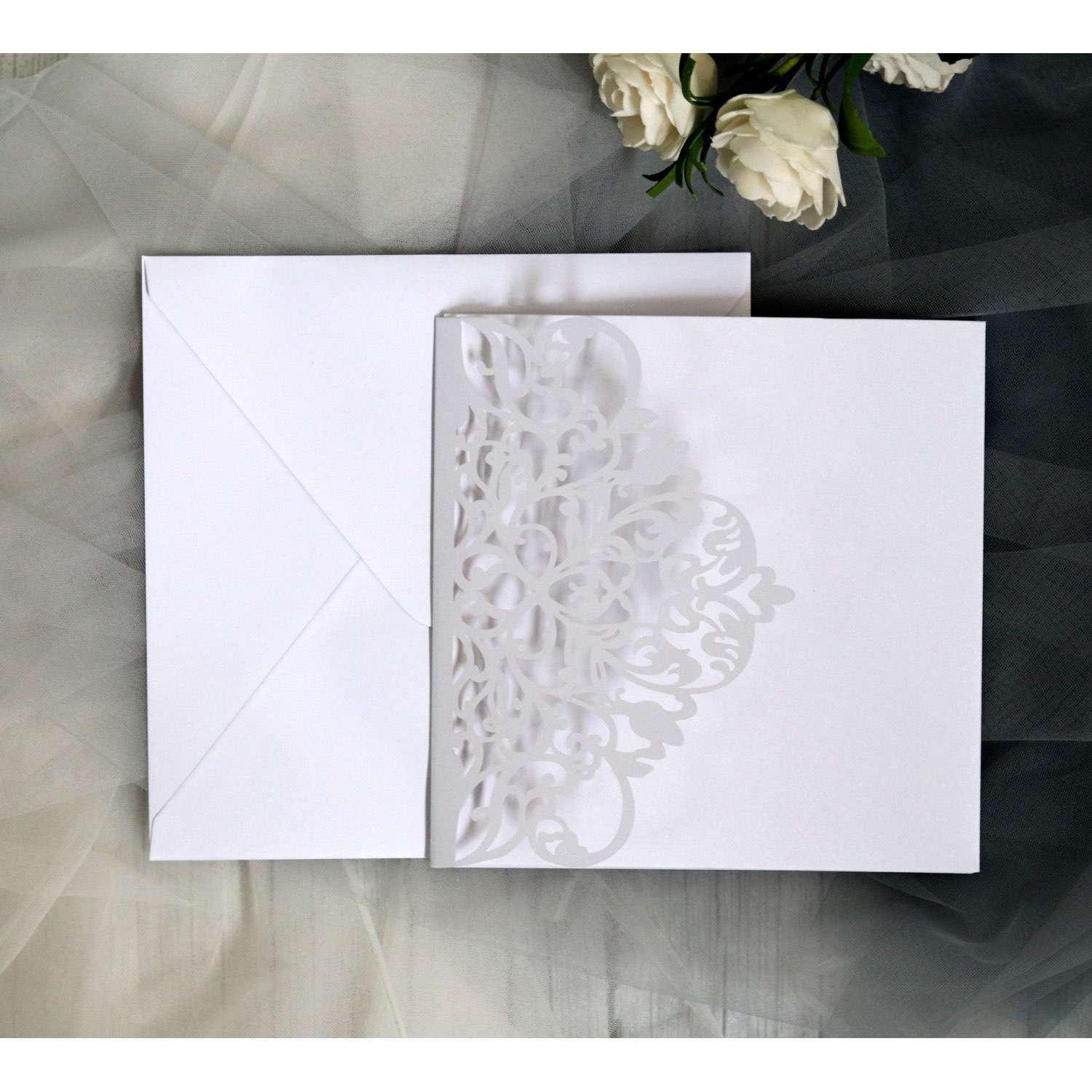 White Square Invitation Card New Wedding Card Laser Cut Paper